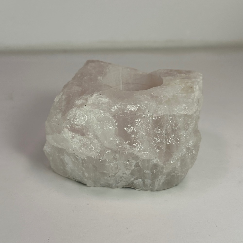 Natural Rose Quartz Crystal Votive Candle Holder Gemstone Home Decor